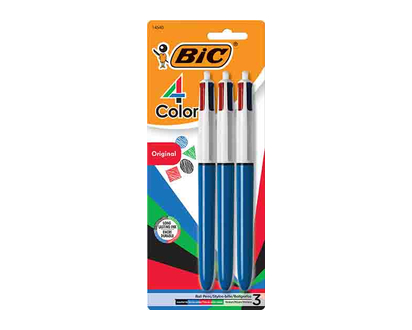 Bic 4 Colour Pen Medium 3 Pk - 14540