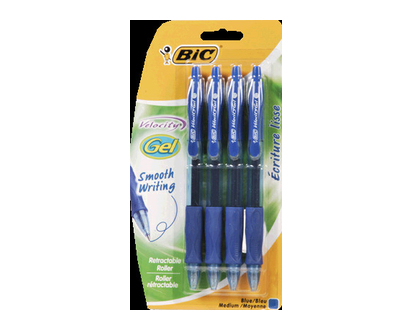 Bic Gelocity Gel Pen Rt Med Blue 4 Pk - 32807