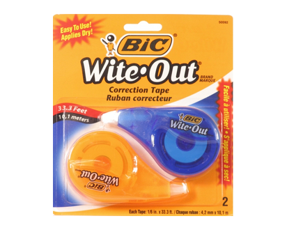 Bic Wite Out Tape 12M 2 Pk - 50592