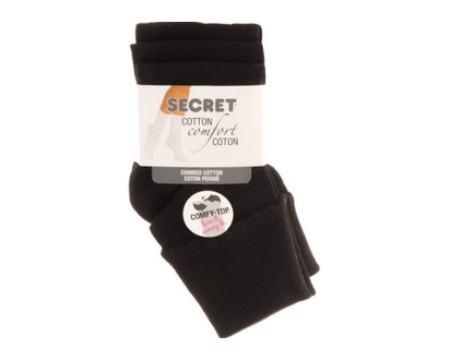 Secret Wmn 6033A Cotton Cuff Blk 3 Pk - 59434