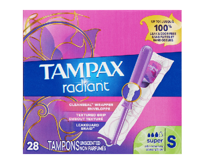 Tampax Radiant Tampons Super Unscented 28 Pk - 71311