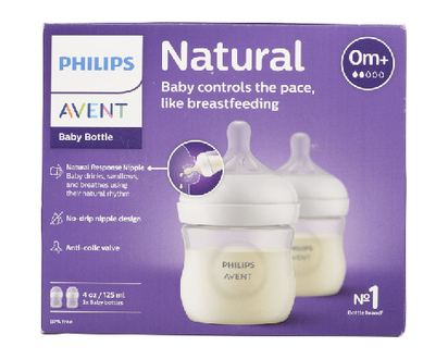 Avent Baby Bottle Natrl Response Clear 4Oz 2 Pk - 09276