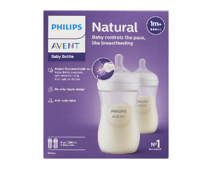 Avent Baby Bottle Natrl Response Clear 9Oz 2 Pk - 09283