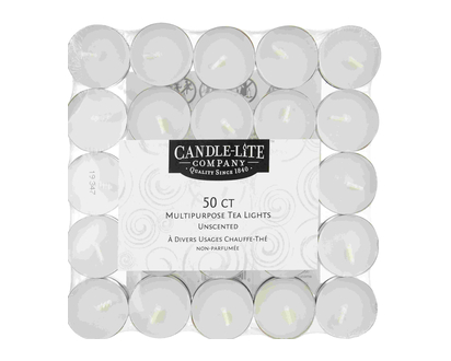 Candlelite Tealight Unscented White 50 Pk - 20938