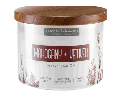 Ess Elmts 3 Wick Jar Mahog & Vet 14.75 Oz - 39040