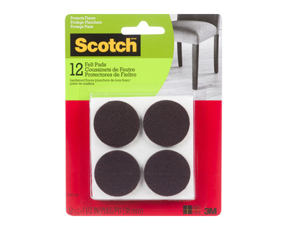 Scotch Round Felt Pads Brown 1.5In 12 Pk - 87418