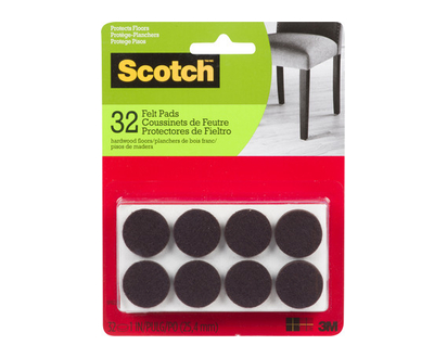 Scotch Round Felt Pads 1In 32 Pk - 87424