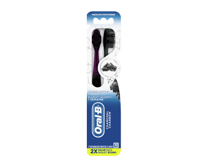 Oral B Whitening Toothbrush Charcoal Med 2 Pk - 10634