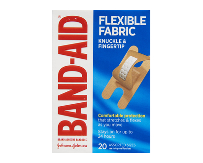 J&J Band Aid Fabric Knuckle & Fingertip 20 Un - 04452
