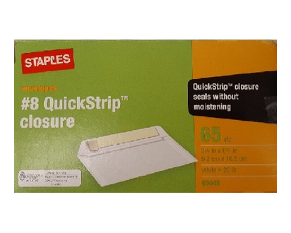 Staples #8 Envelope Quickstrip Flap 65 Pk - 12934