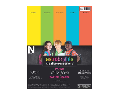 Astrobrights Colour Paper Mixed 100 Pk - 98707