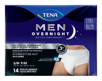 Tena Men Overnight Extr Cov Underwear S M 14 Pk - 55732
