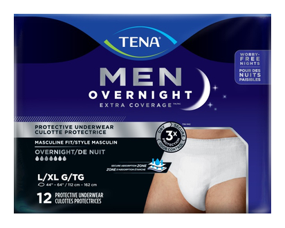 Tena Men Overnight Extr Cov Underwear Lg Xl 12 Pk - 55734