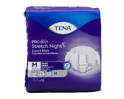 Tena Proskin Briefs Stretch Night Med 12 Pk - 67915