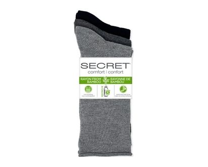 Secret Comfort Roll Top Crew Grey 3 Pk - 17103