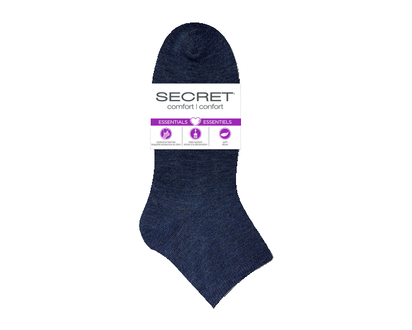 Secret Flat Knit Quarter Navy 6 Pr - 18166