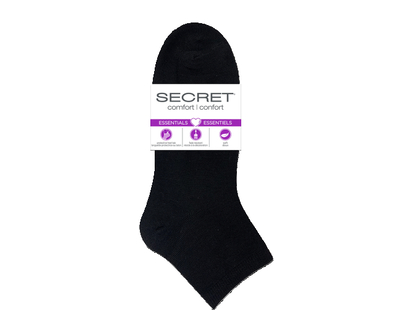 Secret Flat Knit Quarter Black 6 Pr - 18167
