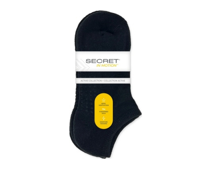 Secret Ladies Half Cush Sprt No Show Black 3 Pk - 18391