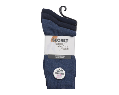 Secret Ladies Crew Plain Navy 3 Pk - 82102