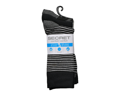 Secret Comfort Pattern Crew Sock Grey 3 Pk - 89810