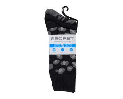 Secret Comfort Pattern Crew Sock Black 3 Pk - 89811