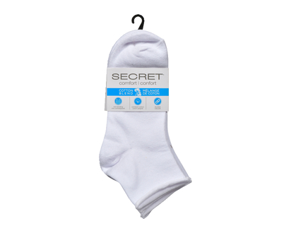 Secret Wmn 26872A Roll Top Quarter Wht 3 Pk - 89814