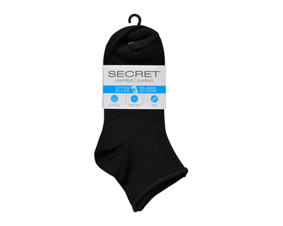 Secret Wmn 26872A Roll Top Quarter Blk 3 Pk - 89815