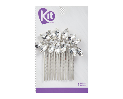 Kit Fash Comb Crystal Silver 1 Un - 60704