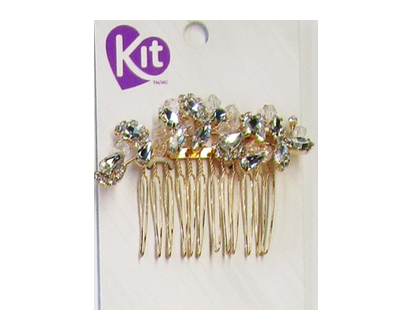 Kit Fashion Gold Crystal Comb 1 Un - 61048