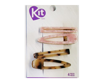 Kit Fashion Tortoise Clips And Barrets 4 Pk - 61052