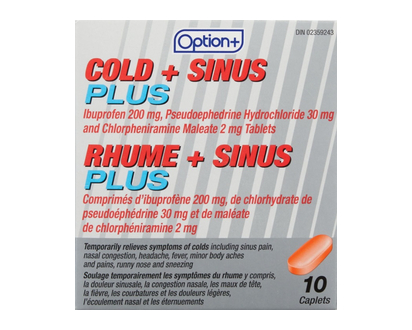 Option+ Cold & Sinus Plus Tab 10 Pk - 01621