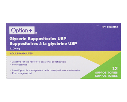 Option+ Suppositories Glycerin 12 Pk - 01883