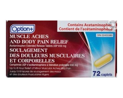 Option+ Acet Musc Ache&Body Cplt 650Mg 72 Pk - 02442
