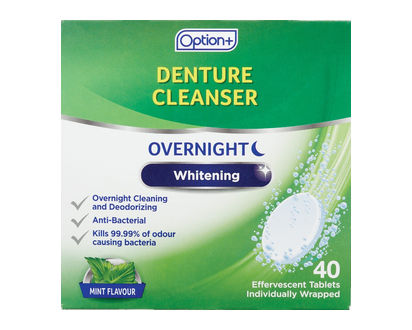 Option+ Denture Cleaner Night Whitening 40 Pk - 02806