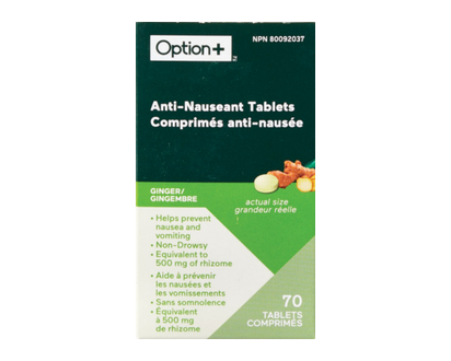 Option+ Anti Nausea Ginger Tb 20Mg 70 Pk - 02955