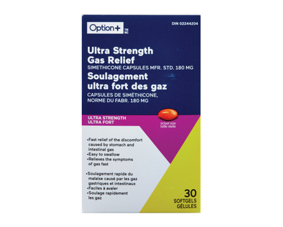 Option+ Gas Relief Ultra Str Caps 180Mg 30 Pk - 03269