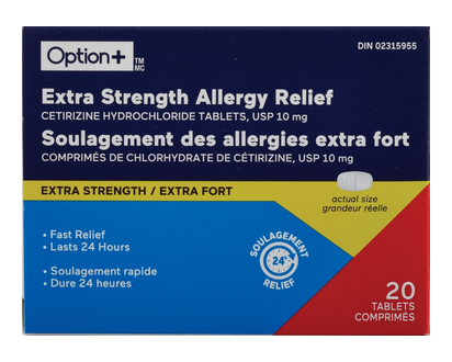 Option+ Es Allergy Relief Cetirizine 20 Pk - 03342