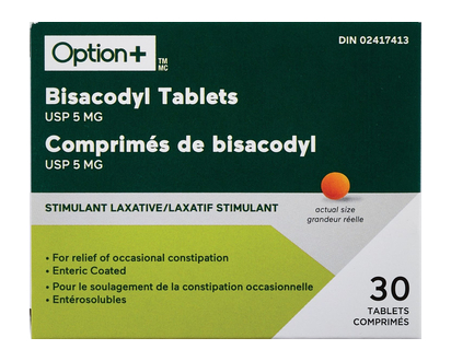 Option+ Bisacodyl Laxative Tb 5Mg 30 Pk - 03366