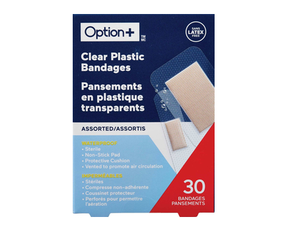 Option+ Clear Waterproof Bandages 30 Pk - 03476
