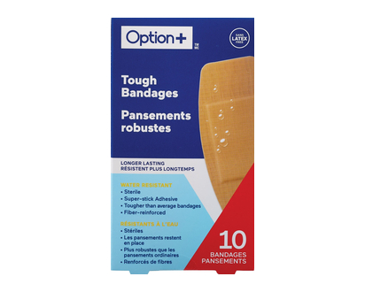 Option+ Tough Strips Bandags Wtrprf Xtr Lg 10 Pk - 03477