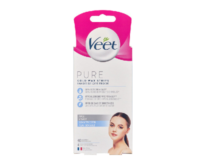 Veet Pure Cold Wax Strips Face 40 Pk - 00027