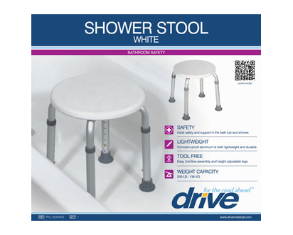 Drive Medical Shower Stool White 1 Bx - 24658