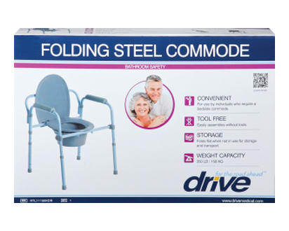 Drive Medical Folding Steel Commode 1 Bx - 54917